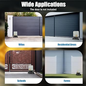 Electric Sliding Gate Opener,370W Sliding Gate Opener, Automatic Gate Motor for Wood and Iron Gates, Remote Control with Safety Sensors for Residential and Commercial Use