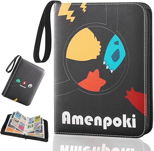 Carpeta de tarjetas Pokemon, carpeta de tarjetas comerciales con 50 mangas, 400 bolsillos, carpeta de colección de tarjetas con cremallera