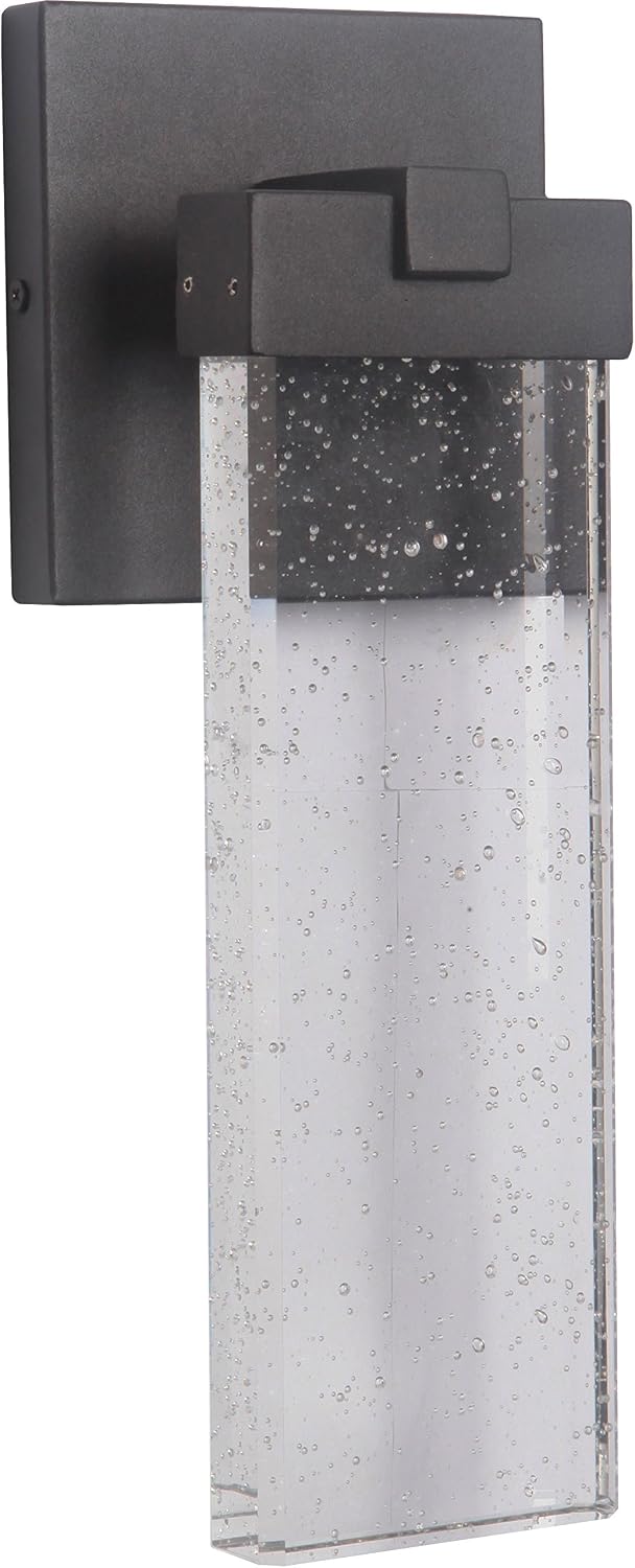 Craftmade Z1604-TB-LED Aria Crystal Outdoor LED Wall Sconce, 1-Light 12 Watt (6" W x 15" H), Textured Matte Black