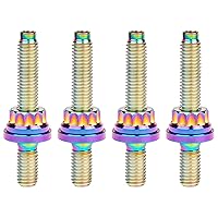 Vista 18 de Tornillo de titanio M8/M10x45 54 55 2.559 in paso 1.25 kit de pernos colector de escape automotriz tornillos, tuercas y arandelas kit de 4 piezas Oro