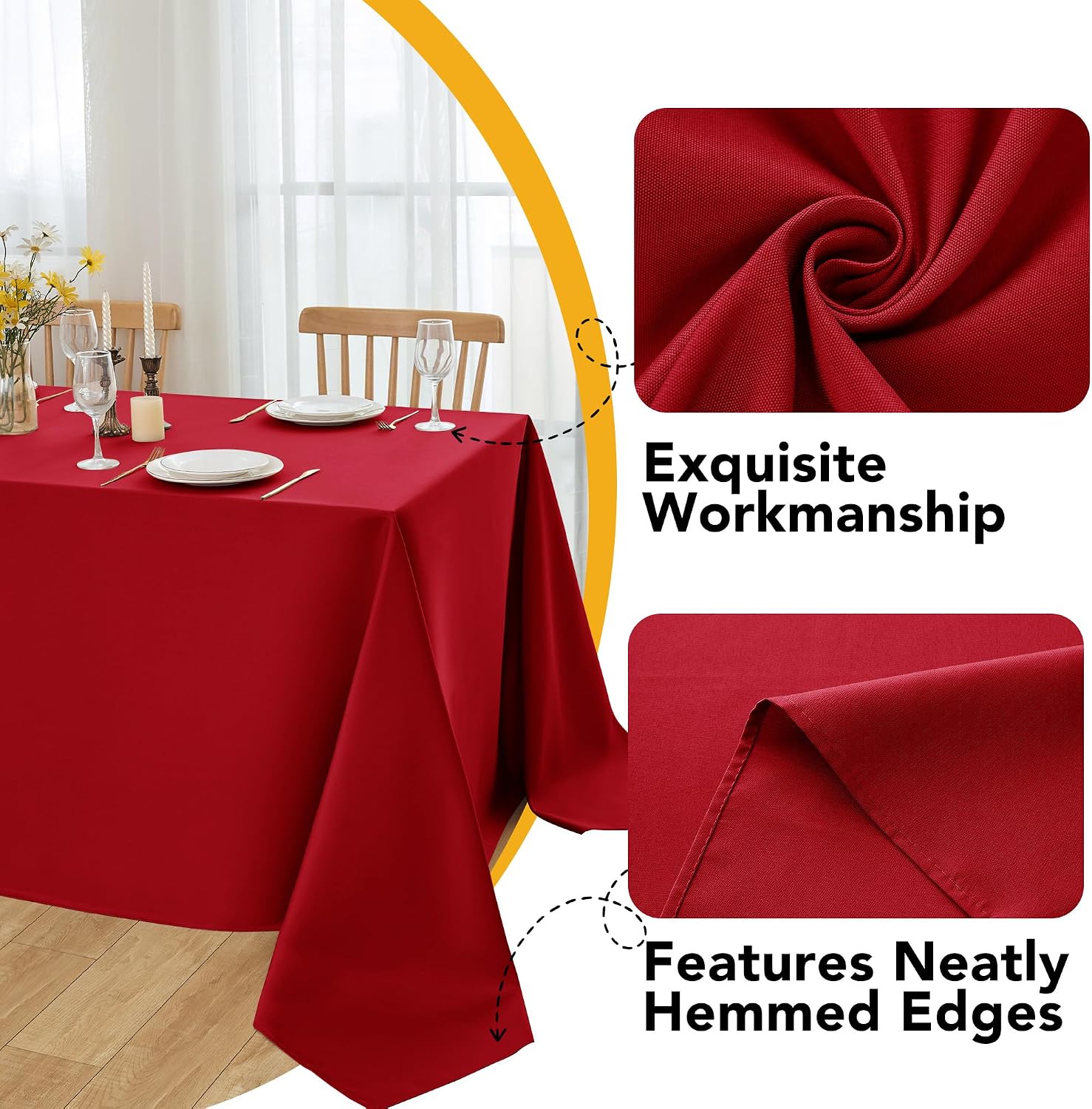 6-Pack Red Tablecloths for Square Tables, 54 x 54 Inches, Stain-Resistant Polyester Fabric for 2 Foot Tables - Washable Table Covers for Weddings, Banquets, Birthday Parties, Events thumbnail