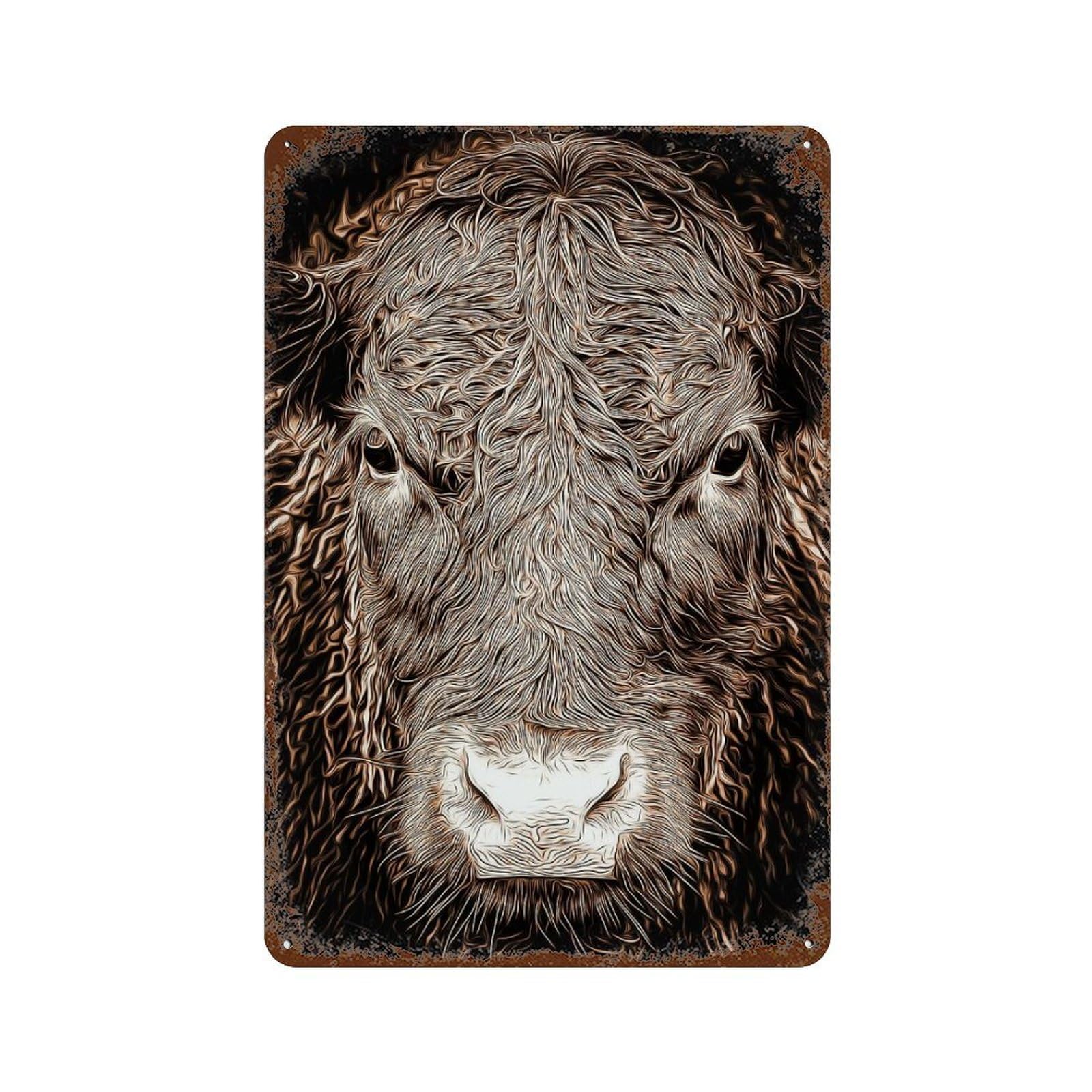 Garage Style Bison Rusty Metal Tin Sign 11.8"x7.9", Classic Wall Plaque for Bar And Workshop