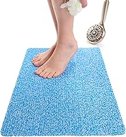Vista 102 de ENKOSI Alfombra antideslizante para ducha y baño Loofah - Comodidad acolchada suave - Sin ventosas para bañeras lisas o texturizadas - Drenaje