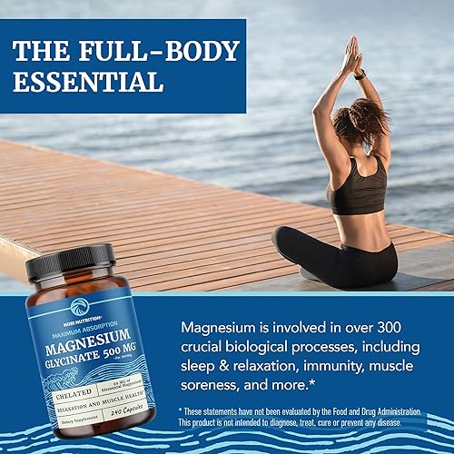 Miniatura 3 de Glicinato de magnesio 500 mg  Quelatado para alta absorción  Relajación muscular, huesos, corazón, nervio, sueño y apoyo para la calma para mujeres