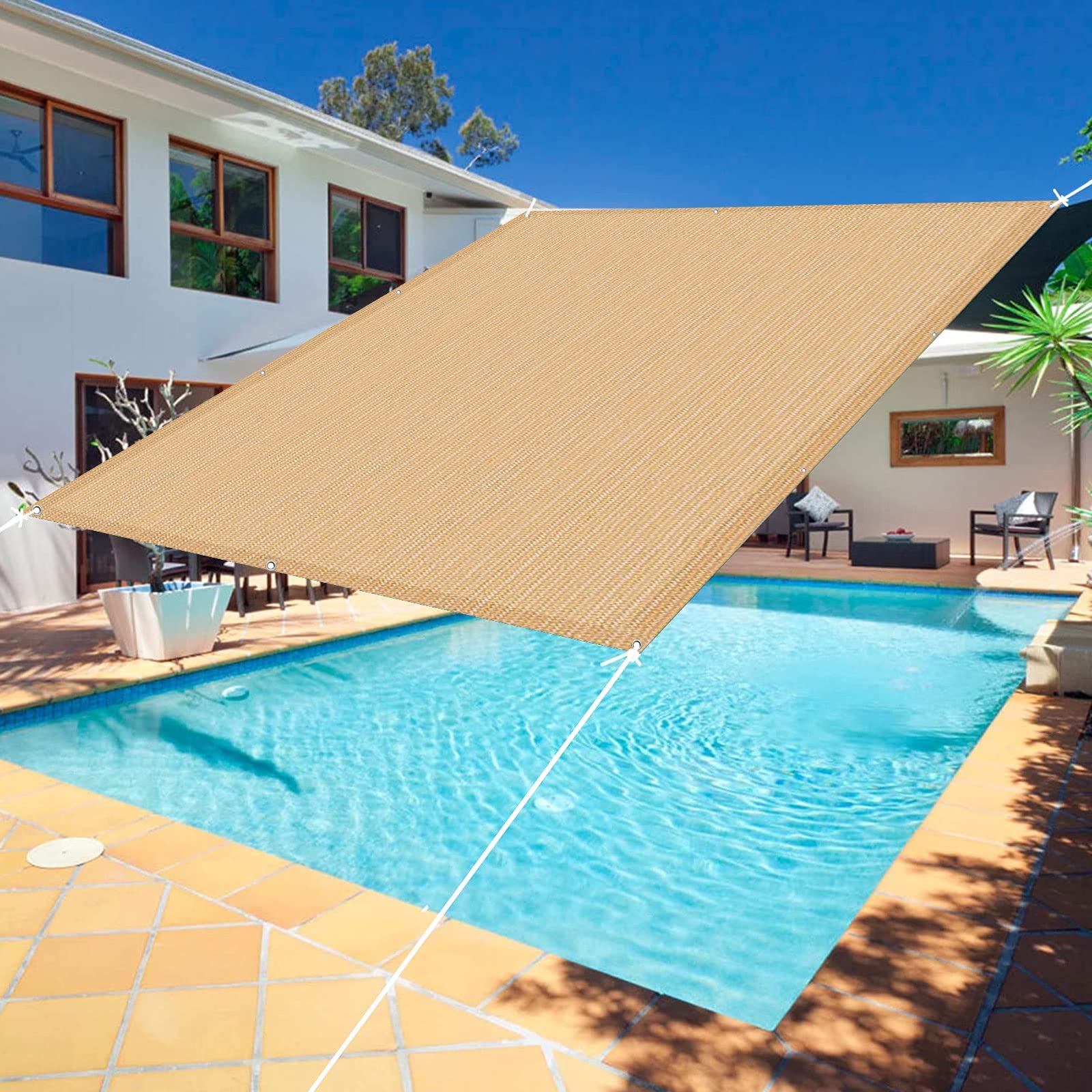 GLDYTVF Outdoor Garden Patio Sun Shade Sail 5x5.5m 95% UV Blockage Square Canopy for Lawn Beige