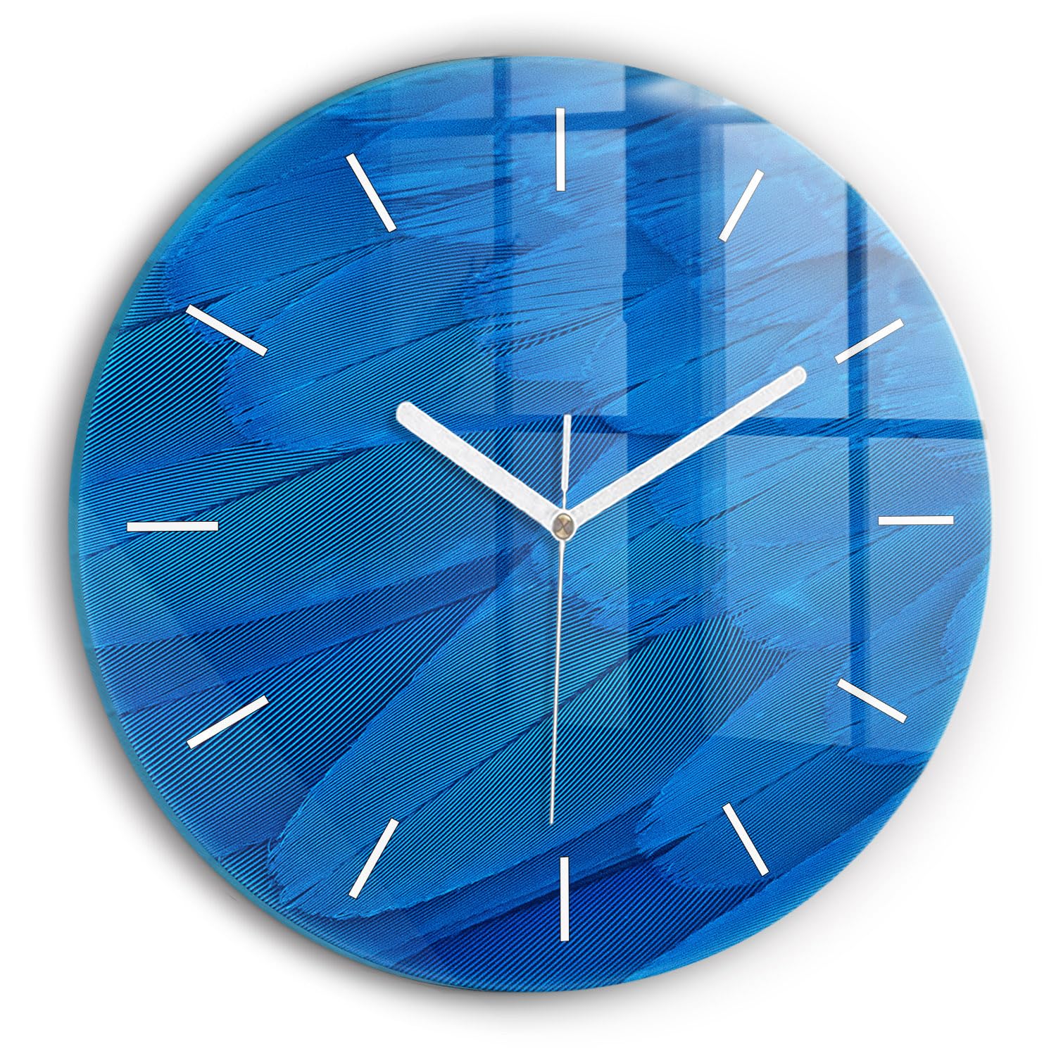 Horloge en Verre 30 cm Wallfluent Plume Oiseau avec Mécanisme Silencieux Moderne