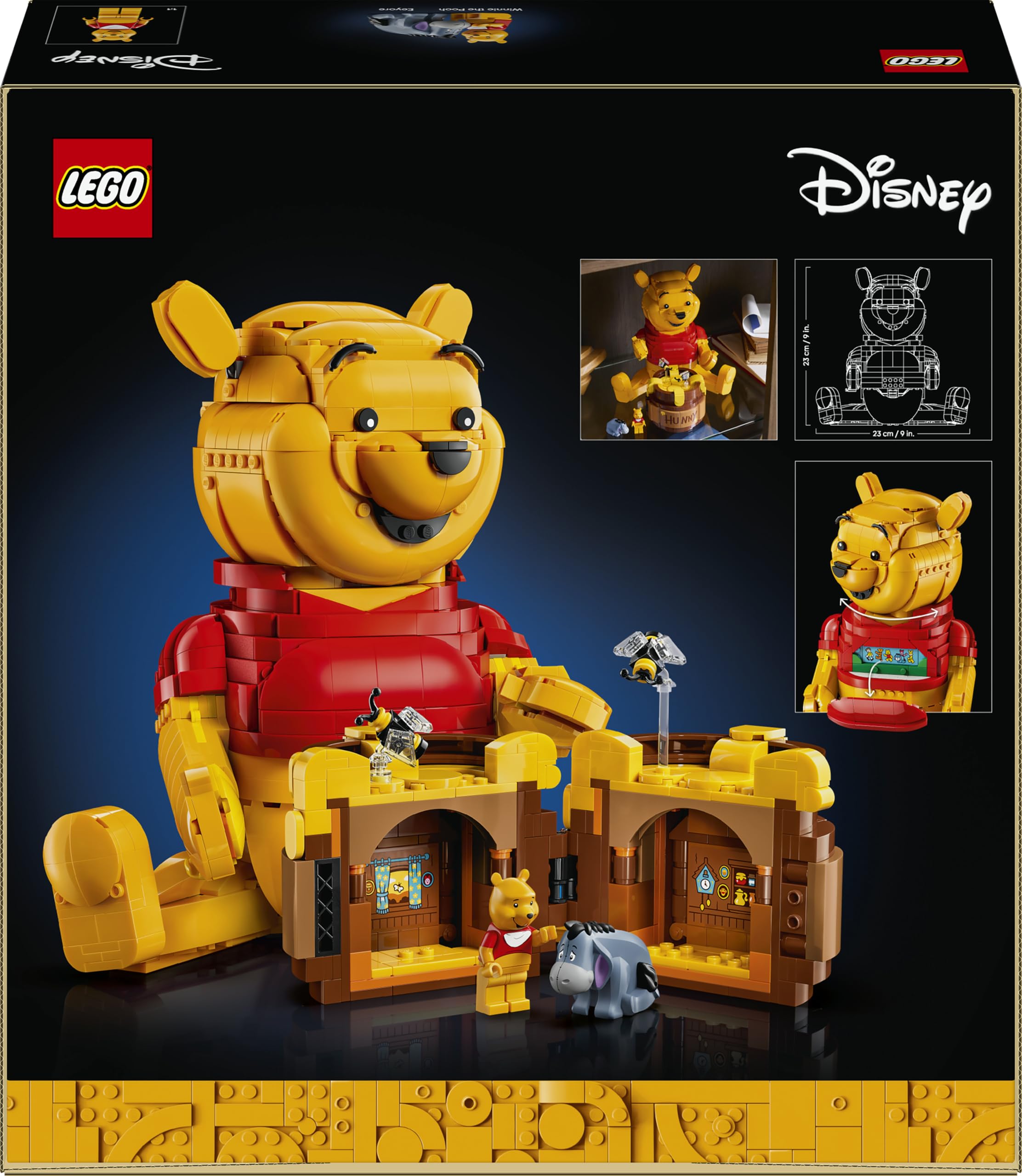 LEGO | Disney Winnie Puuh - Modellbau für Erwachsene zum Ausstellen - mit Honigtopf, Sammler Minifigur & I-Aah Figur - DIY nostalgische Geschenkidee für Fans - 43300