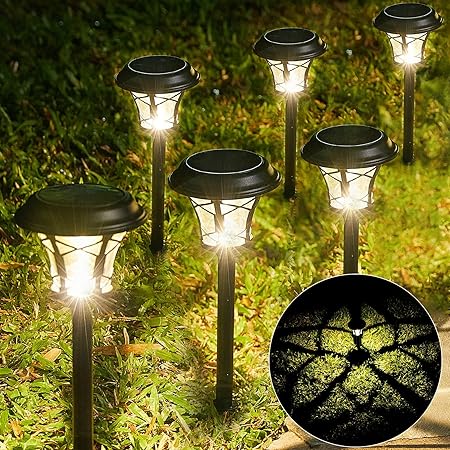 Amazon Co Jp Ylhdrily ソーラーライト 屋外照明 6個セット 埋め込み式 ガーデンライト 防水 暖色系ライト おしゃれ 自動点灯 消灯 太陽光発電ライト ソーラーパネル充電 取付簡単 玄関 芝生 車道 歩道 庭 ガーデンに適用飾りライト アウトドア用ソーラーライト Diy