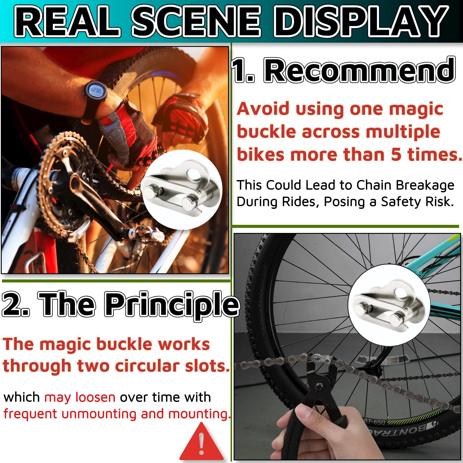 Bicycle Chain Tool Kit 10-Pack Single Speed S With Pliers - Reusable Master  Link Kit Bike Chain Link