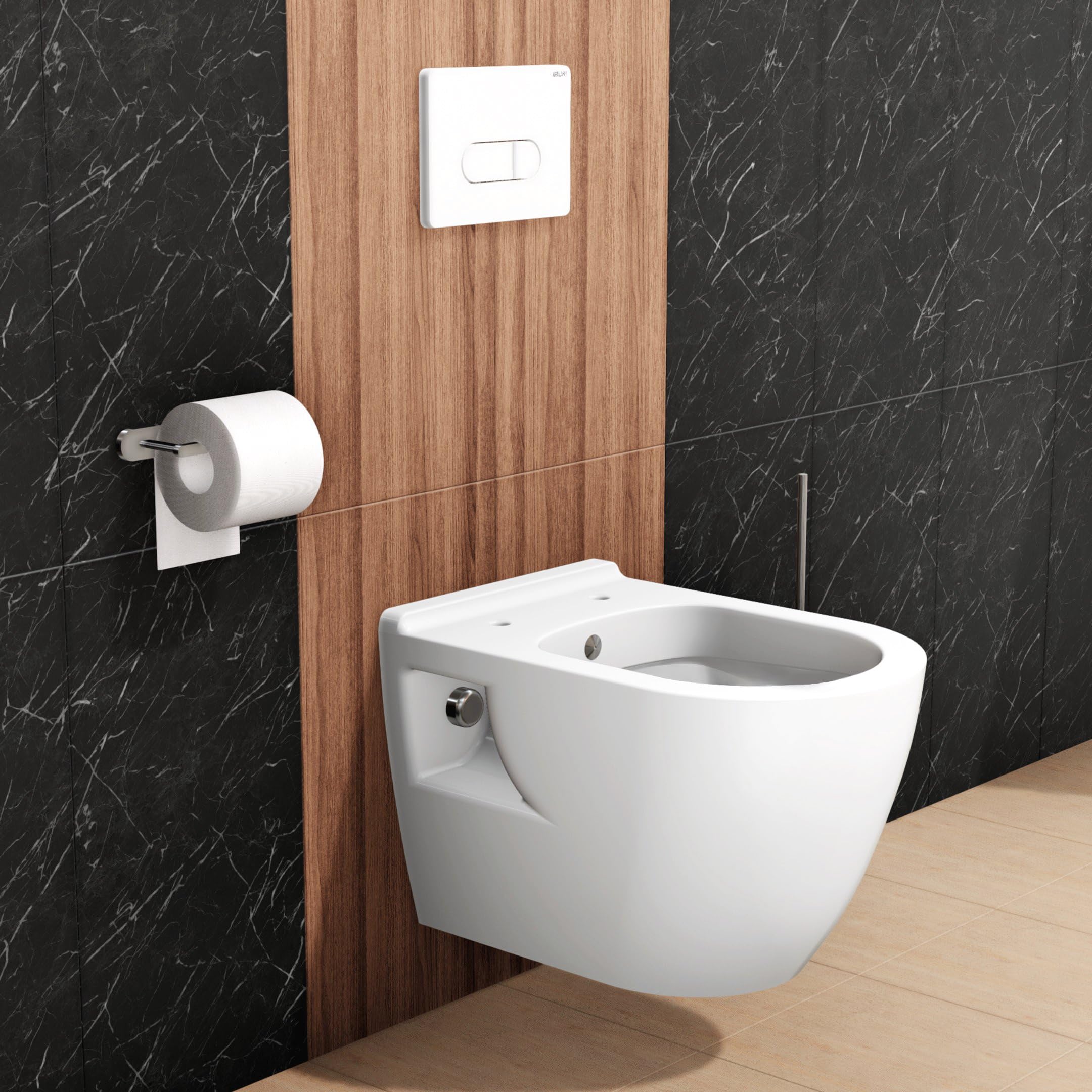 ALONI Wand-WC mit Bidet-Funktion, Weiß | Hänge-Toilette, Taharet-WC