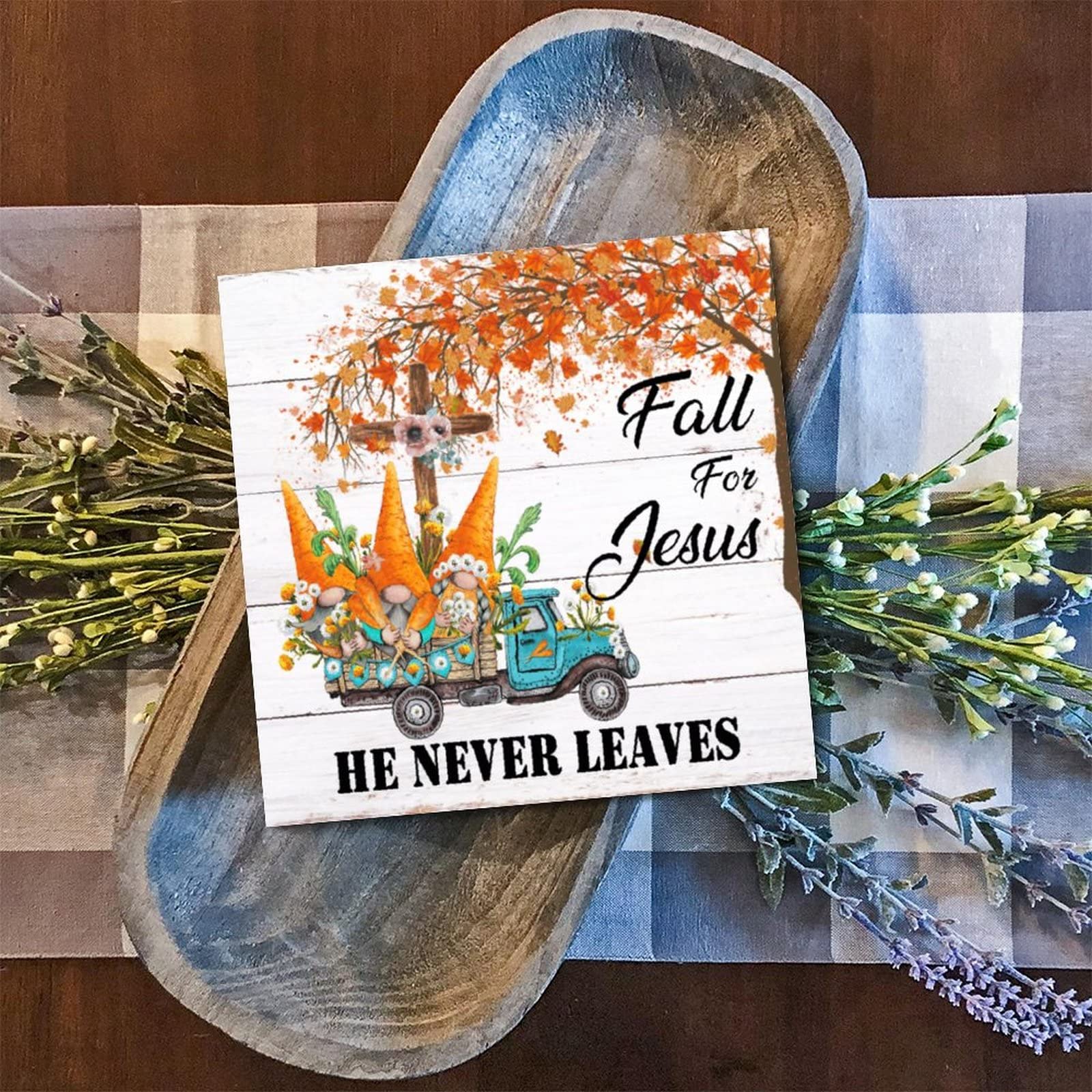 Tableau bois Fall for Jesus pour une décoration familiale pleine de foi