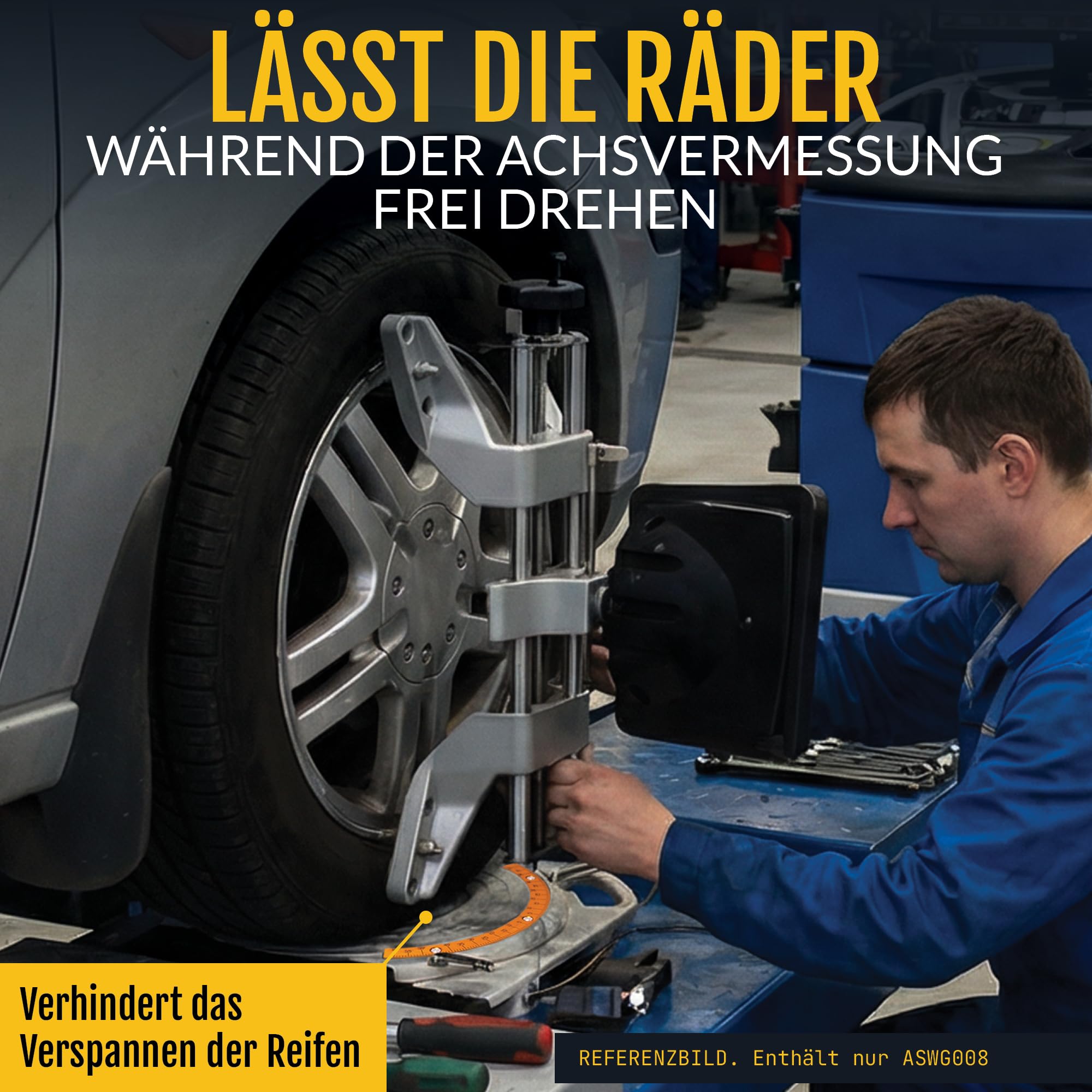 AutoSolo Drehteller für die Achsvermessung - 4 Tonnen Tragkraft, Messingskala-Drehplatten für die DIY-Vorderachsvermessung mit Bonuszubehör (Ein Paar)