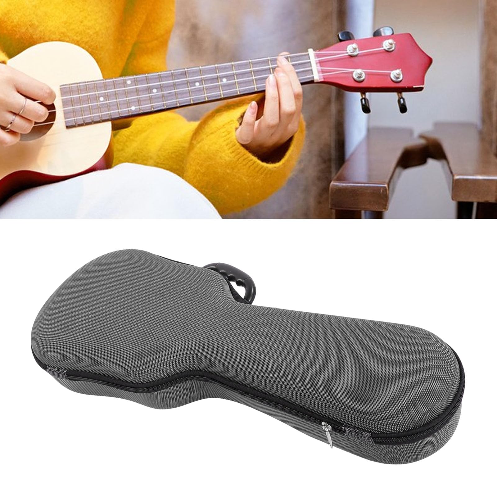 Keenso Funda para Guitarra Acústica de 21 Pulgadas, Funda para Guitarra de Poliéster 1200D con Correa para el Hombro Desmontable, de Almacenamiento Portátil Suave para Práctica de Viajes y Uso (Gray)