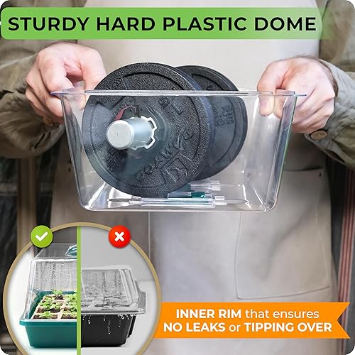 Miniatura 2 de CARPATHEN Bandeja de inicio de semillas  Bandeja de inicio de semillas con cúpula de humedad de plástico duro y 48 macetas de turba para plántulas