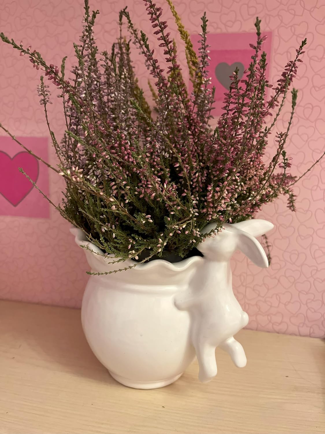 Dancing Rabbit Vase Planter - Bunny Statue, Easter Decor, Ceramic Bunny Platter
