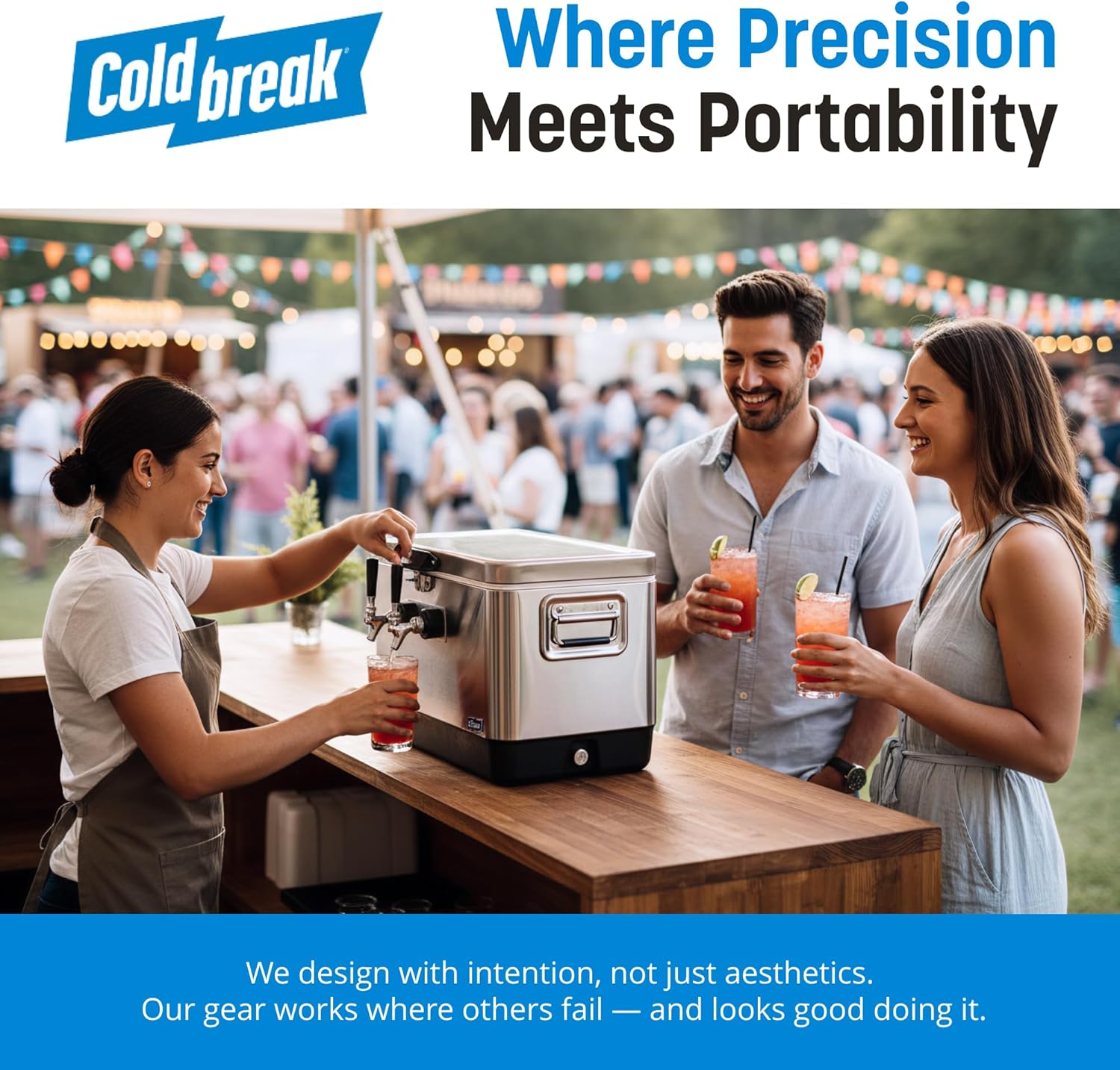 Coldbreak 2-Tap Jockey Box, 54 Quart Cooler with 50' Stainless Steel Coils, Front Input for Clean Setup, Heavy Duty Beverage-Grade Construction, Ideal for Keg Service, Made in USA (Silver)