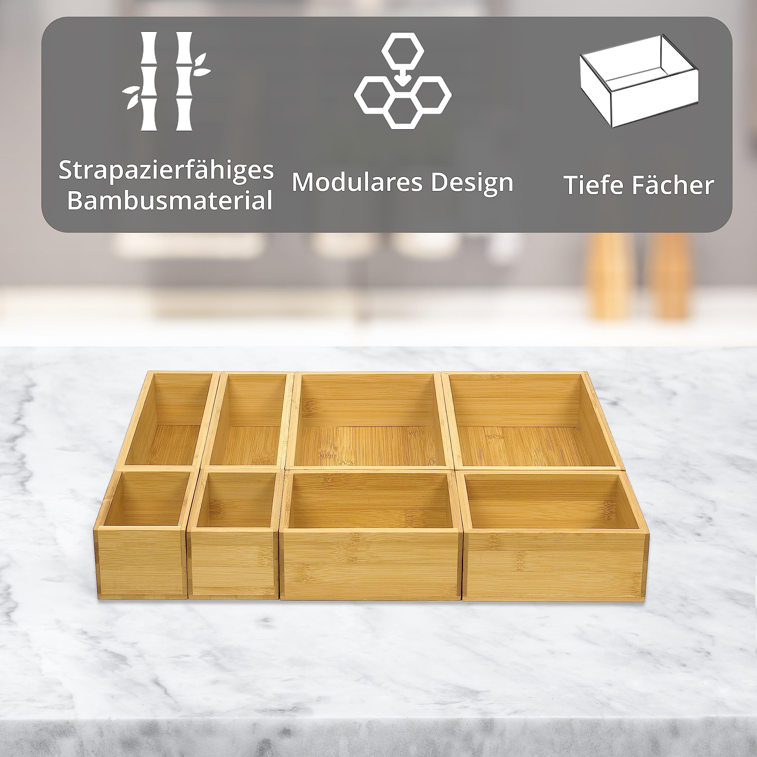 Winter Shore Bambus Besteckkasten fr Schubladen (8er Pack) -  Besteckschublade Einsatz in 4 Gren fr Besteck, Tafelsilber &  Kunsthandwerk - Besteckeinsatz fr Schubladen, Kche, Speisekammer & Bro :  Amazon.de: Kche, Haushalt & Wohnen
