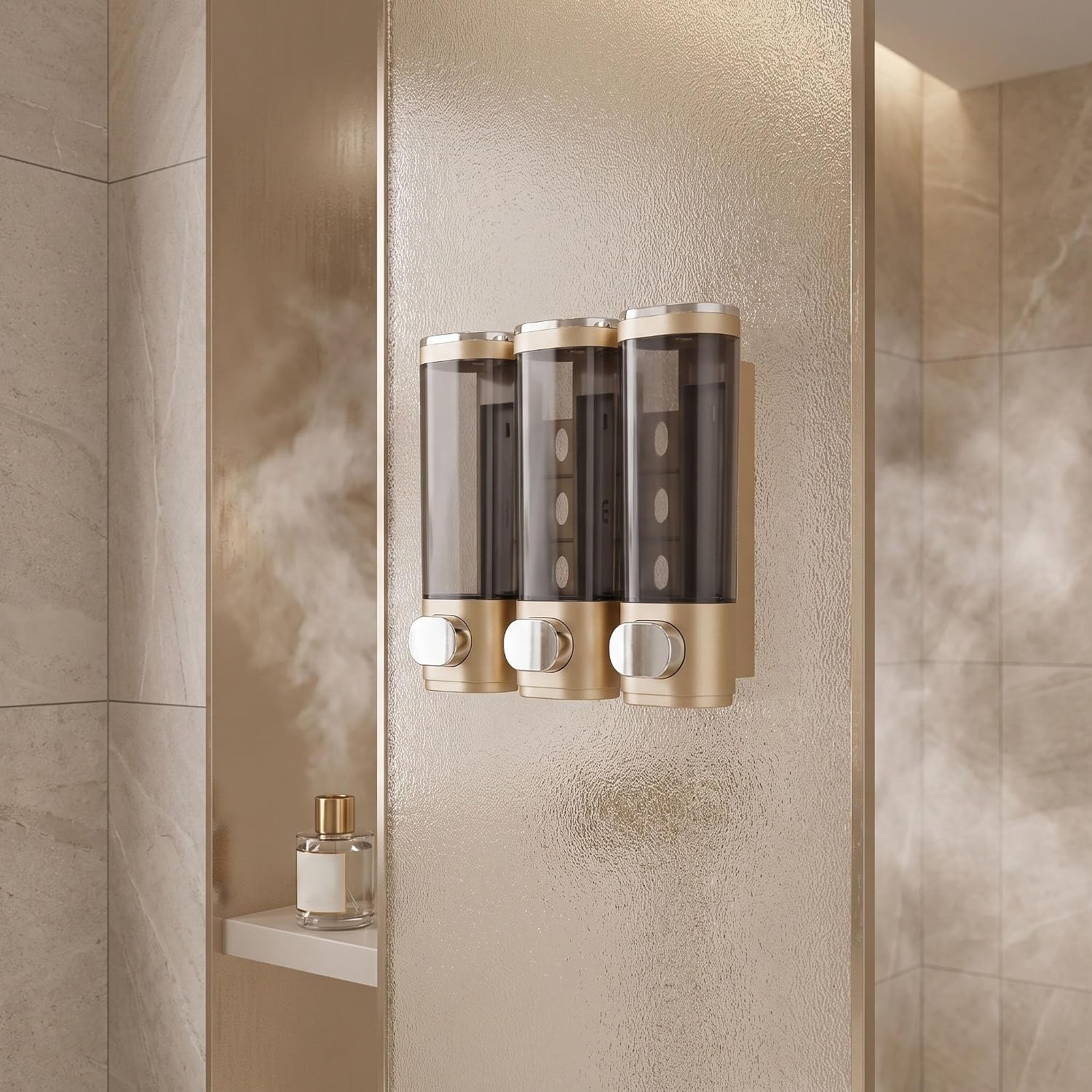 Shower Soap Dispenser, ABS Organizer Wall Mounted Triple Chamber image 5
