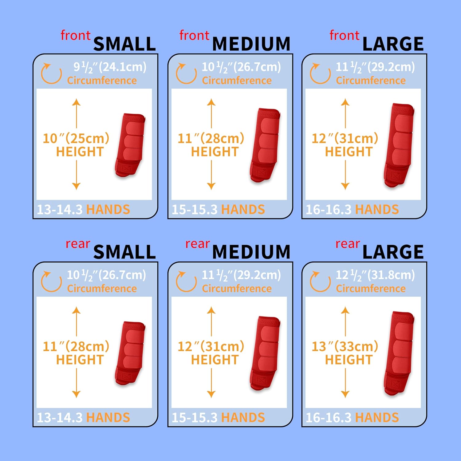 Medicine Horse Boots Splint Boots for Horses Protective Lower Limb Brushing Boots Front Hind Leg Protection Gear Set of 4 (Red, Large)