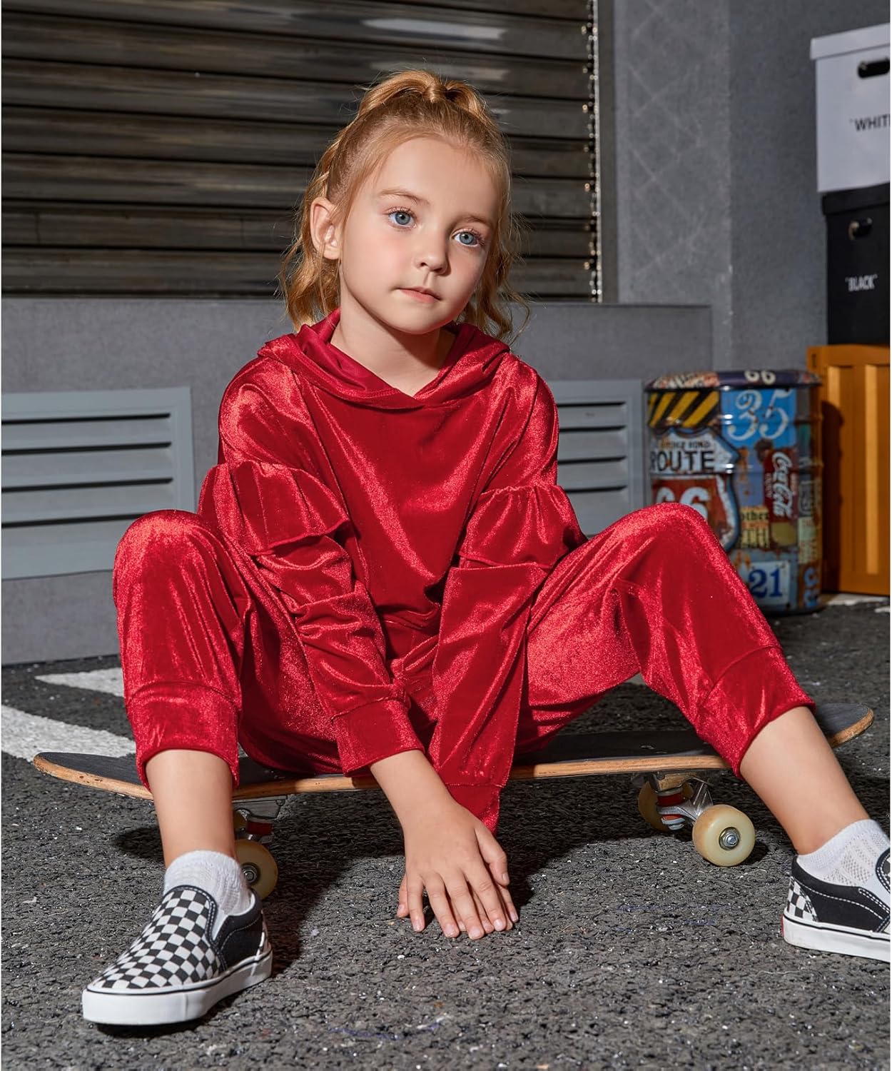 Mirawise Girls 2 Piece Sweatsuit Sweatpants Tracksuit Set Velour Long Sleeve Sweatshirt - Image 4