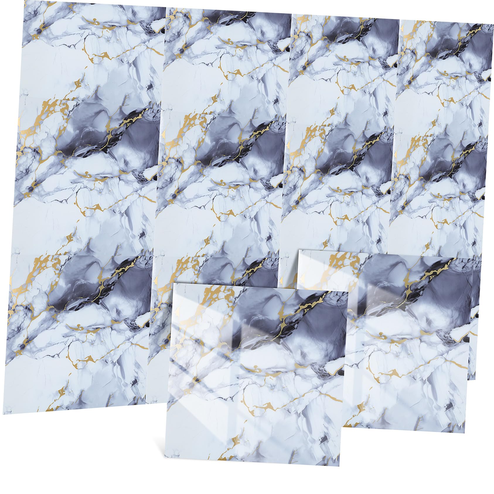Stick tile muraux pour cacher un mur abîmé sans travaux, panneaux adhésifs Xpe motif marbre