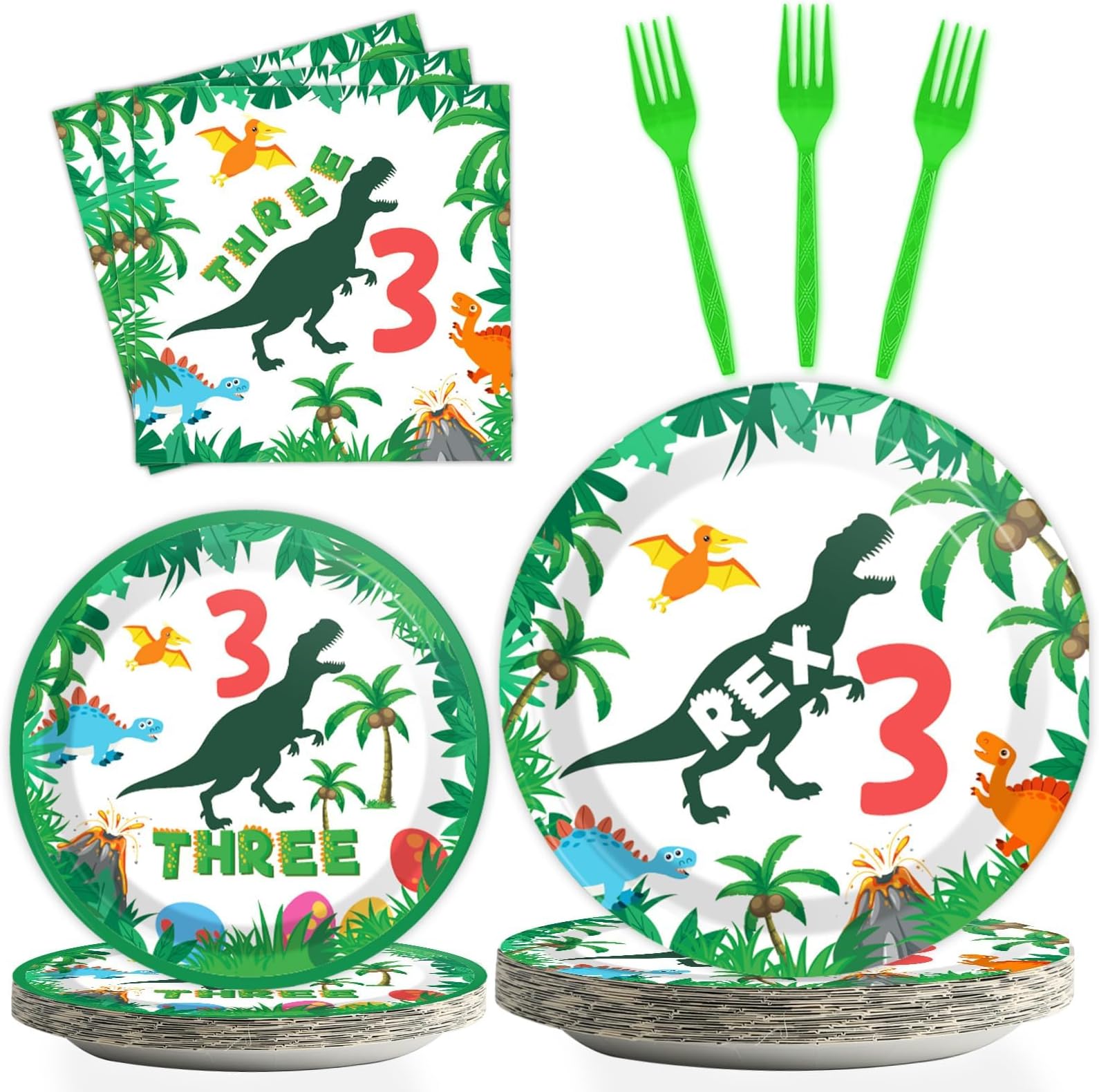 240 Pcs Dinosaur Party Supplies Dinosaur World Tableware Set Theme Plates Napkins
