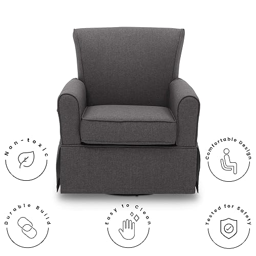 Miniatura 5 de Delta Children Silla mecedora giratoria tapizada, color carbón