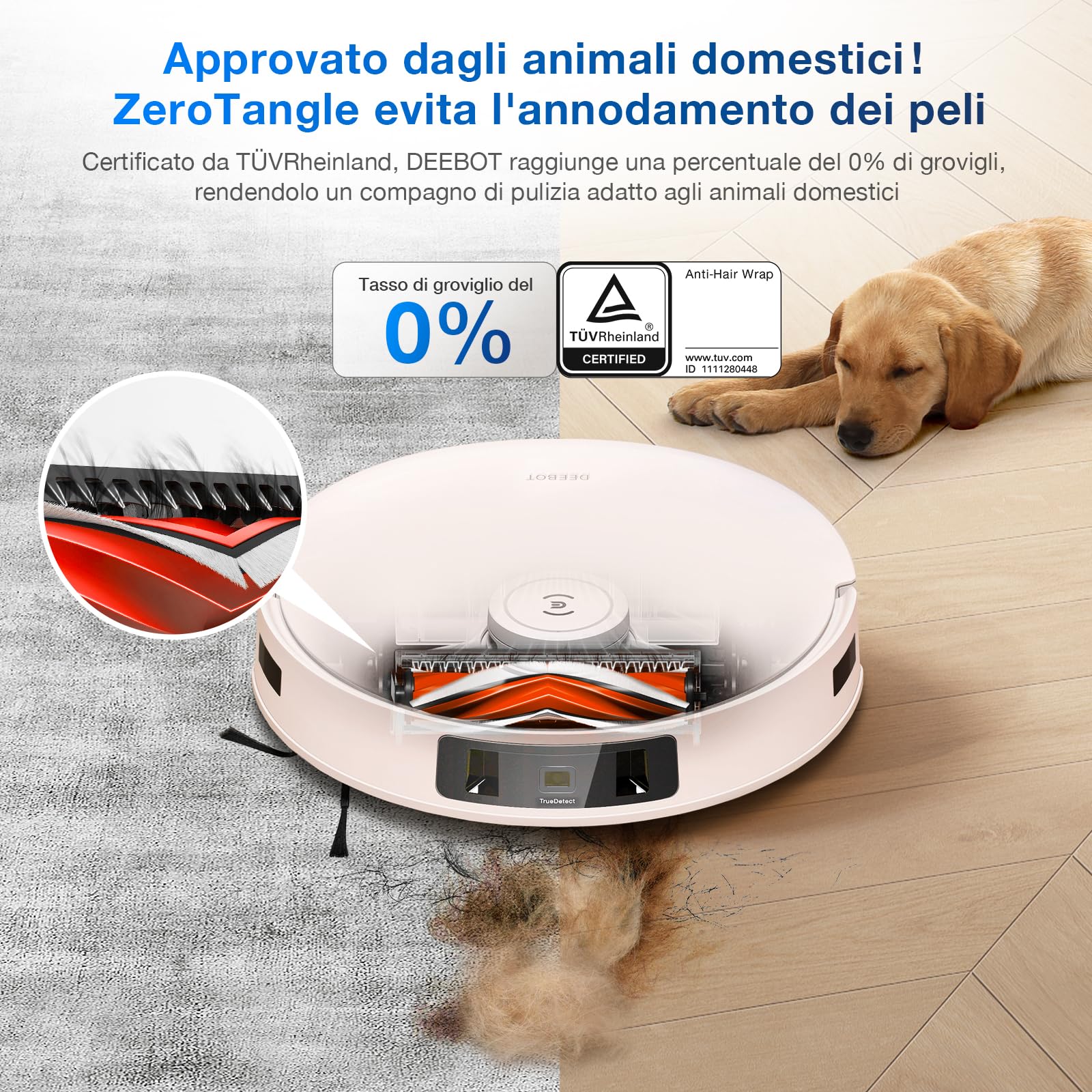 ECOVACS DEEBOT T30 PRO OMNI Robot Aspirapolvere con Mini Station, con TruEdge™ Mopping Technolgie, ZeroTangle™ Design, aspirazione 11.000 PA, pulizia mop con acqua calda e Smart Rewash, colore rosa