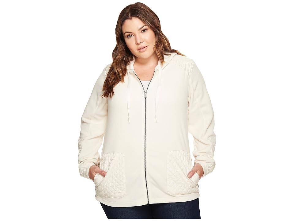 

Columbia Plus Size Warm Up Hooded Fleece Full Zip (Chalk) Women's Sweatshirt