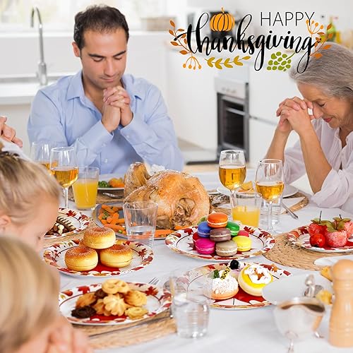 Miniatura 7 de 50 platos de papel de otoño de 9 pulgadas, platos de calabaza de Acción de Gracias, hojas de otoño, platos desechables para suministros de fiesta de