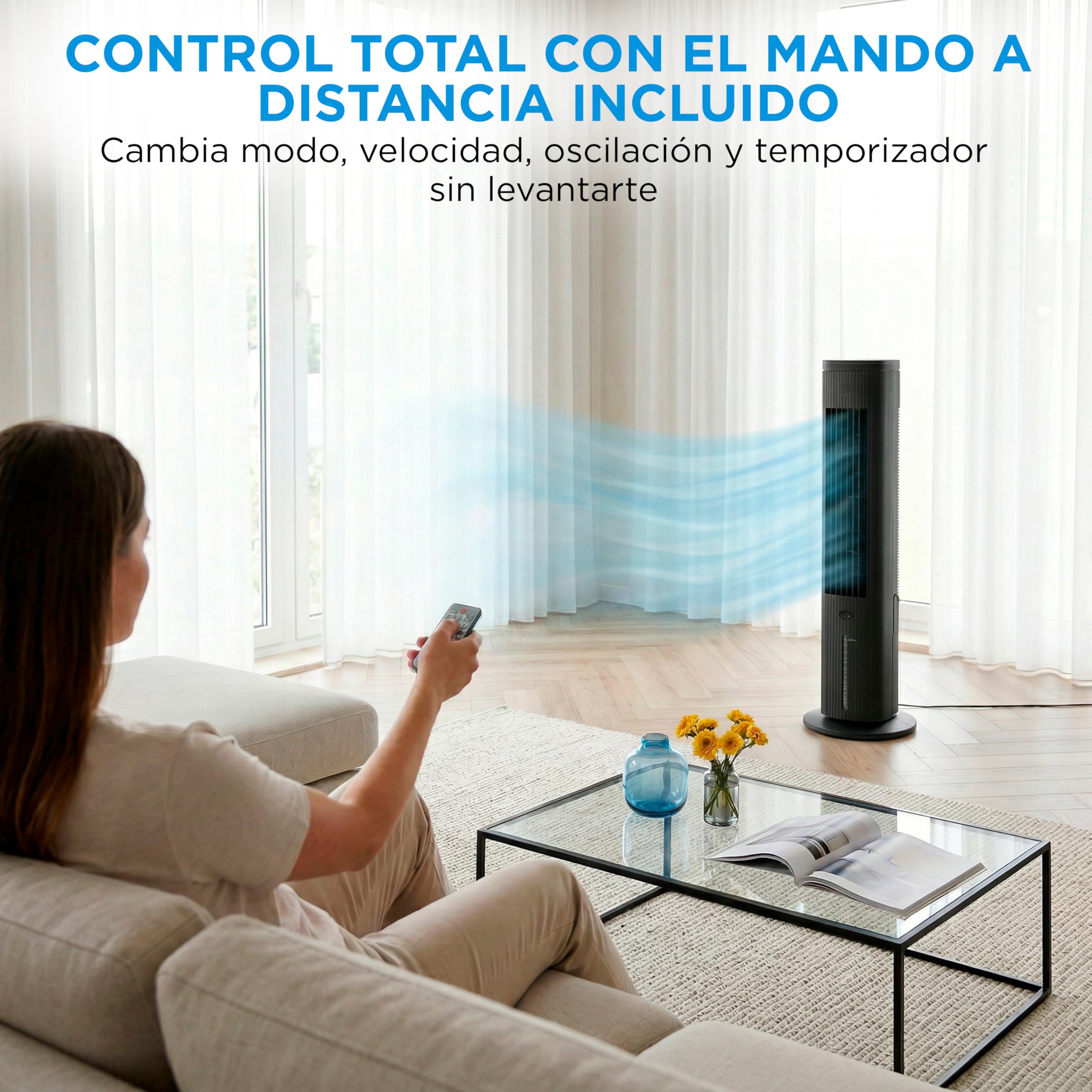 MIDEA Climatizador Evaporativo 3 en 1 con Mando a Distancia - Ventilador de Agua, Enfriador de Aire, Humidificador de 3 Velocidades, Oscilación 85º - Climatizador Frio Silencioso con Tanque de Agua 5L