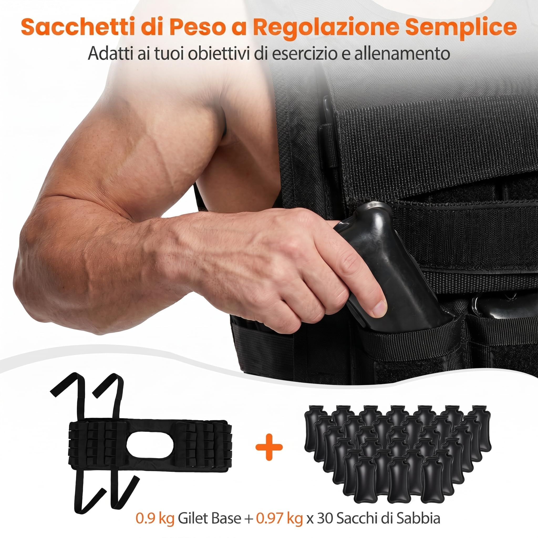 COSTWAY Giubbotto Zavorrato Regolabile 20/30 kg, Gilet Zavorrato Traspirante con 20/30 Pesi Rimovibili e Cintura Regolabili, Ideale per Allenamento Corsa, Crossfit e Calisthenics