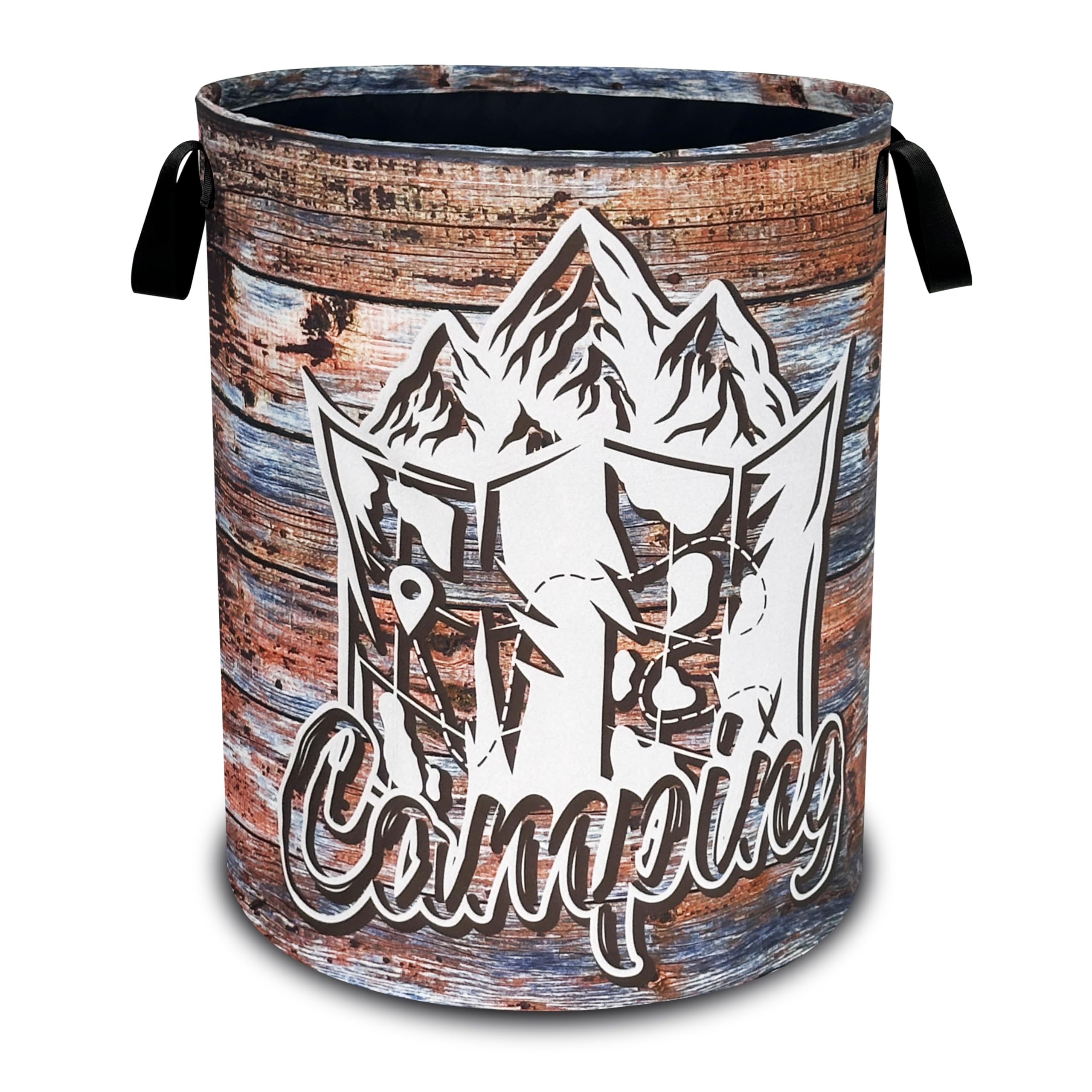 Camping Mountain Camper Laundry Basket Foldable Oxford Cloth 18.9 x 16.5 In
