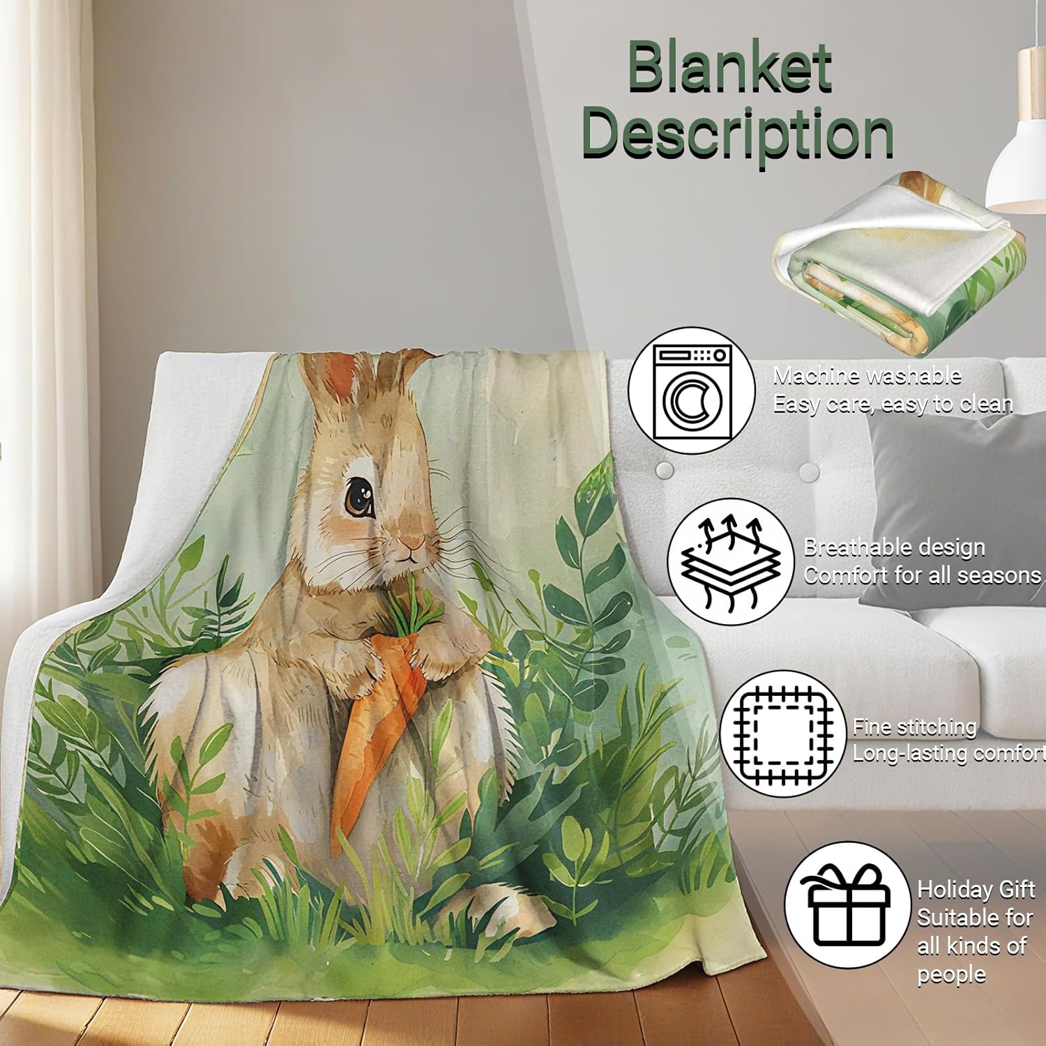 Bearded Dragon Throw Blanket Soft Lightweight, Tropical Botanical Blankets for Bedroom Living Room Sofa Office, Nature Animal Cozy Throws, Home Accent and Kids Boys Girls Gifts, 50 X 60 Inch - Image 5