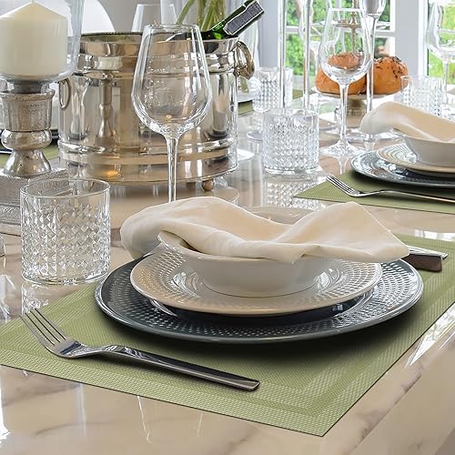 Miniatura 3 de Winknowl Juego de 6 manteles individuales, de vinilo tejido resistente al calor, lavables, PVC, antideslizantes, resistentes a las manchas, para