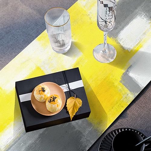 Miniatura 6 de Mcalk Juego de 6 manteles individuales amarillos, manteles individuales grises de arte moderno, manteles individuales de tela de arte abstracto para