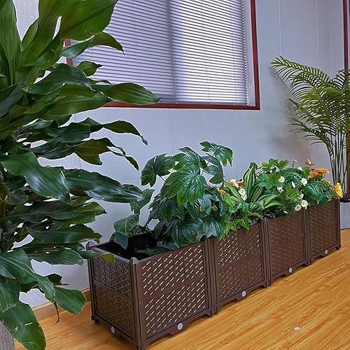 Miniatura 5 de Jardineras elevadas para plantas al aire libre, jardineras de plástico, cajas de jardín elevadas, macetas de jardín, patio, balcón, terraza para