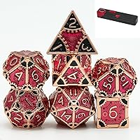 Vista 15 de UDIXI - Juego de dados de 12mm Mini DND, juego de 7 dados de metal poliédricos D&D para juegos de rol (Cobre)
