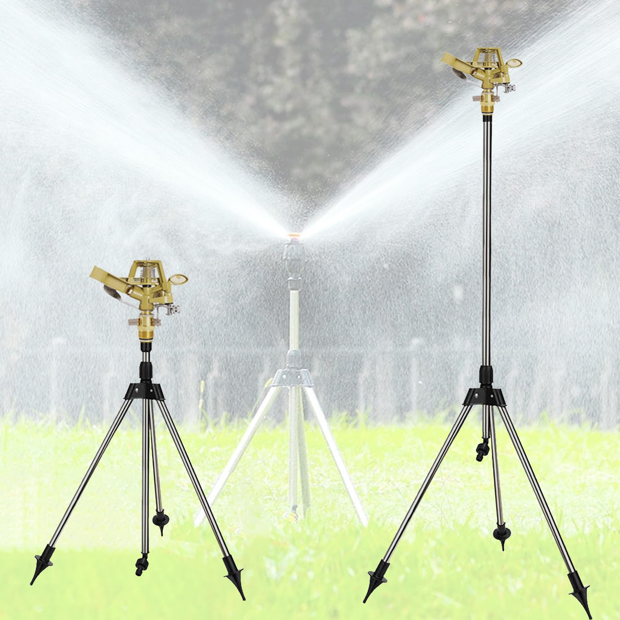 Rasensprenger große flächen,Impulsregner,Rotating Tripod Sprinkler,Wenig Druck rasensprengers,Auto Rotating Tripod Sprinkler, Garten Rasensprenger 360 Grad Sprinkler für Hof,Garten,Rasen