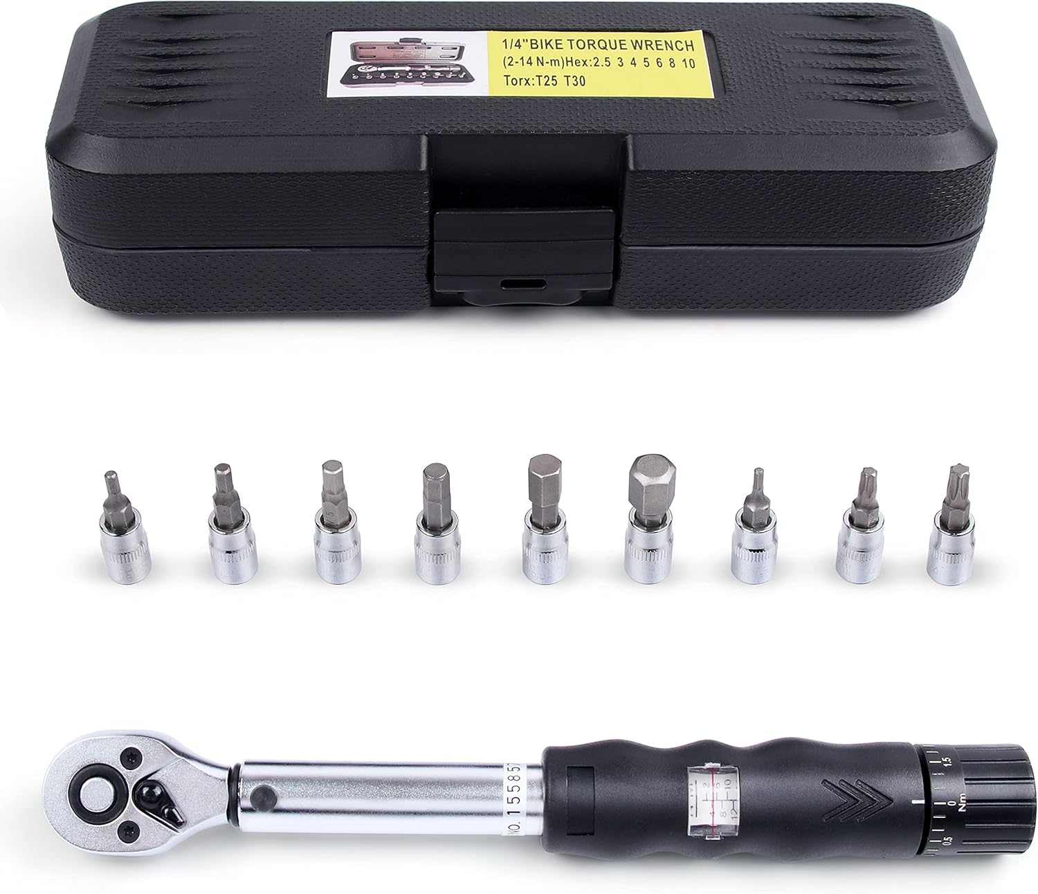 Flytuo Bike 1/4 inch Adjustable Bicycle Torque Wrench Set (2 to 14NM