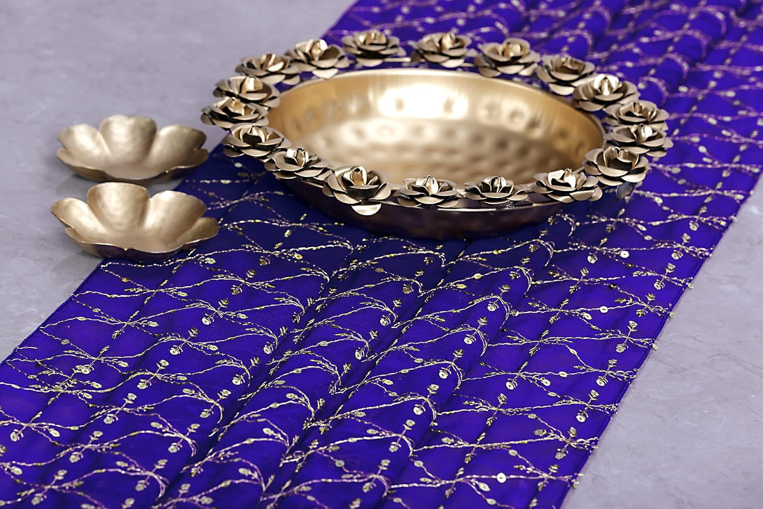 MDS Pack of 12 Wedding 20” x 120 inches Glitter Metallic Sparkly Chiffon Table Runner for Wedding Décor for 10Ft Sequin Table Runner - Royal Blue