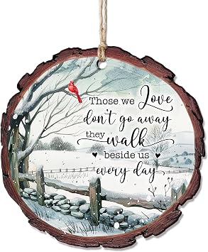 HYTURTLE Memorial Cardinal Christmas Ornament Tree Decoration Gifts for Loss of Loved Ones - Memorial Sympathy Gifts - Remembrance Ornament Decor - Cardinal Acrylic Circle Ornaments Xmas Keepsake