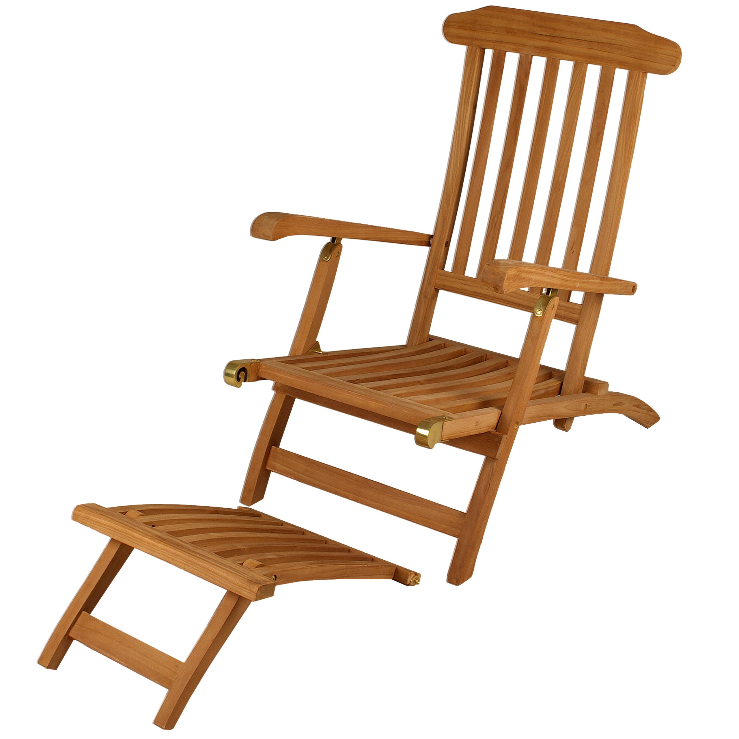 Divero Liegestuhl Florentine Steamer Chair aus Teakholz, behandelt - Farbe: Braun