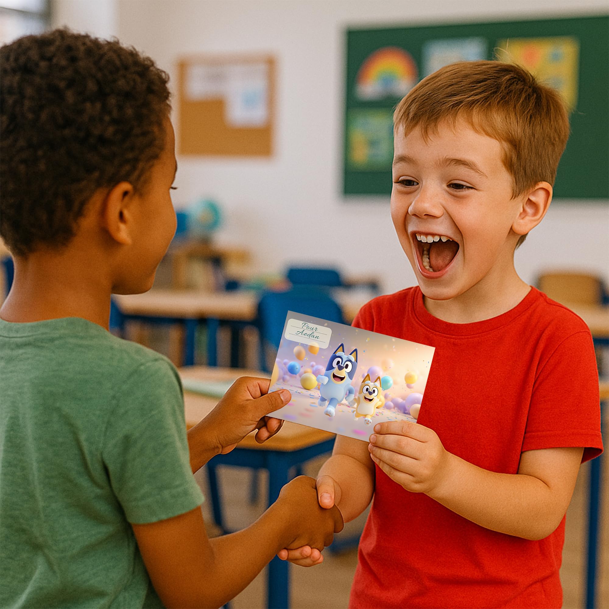 12 Cartes D'invitation Anniversaire Bluey Bingo Avec Enveloppes - Format A6, Préremplies En Français, Pour Enfants 3-12 Ans