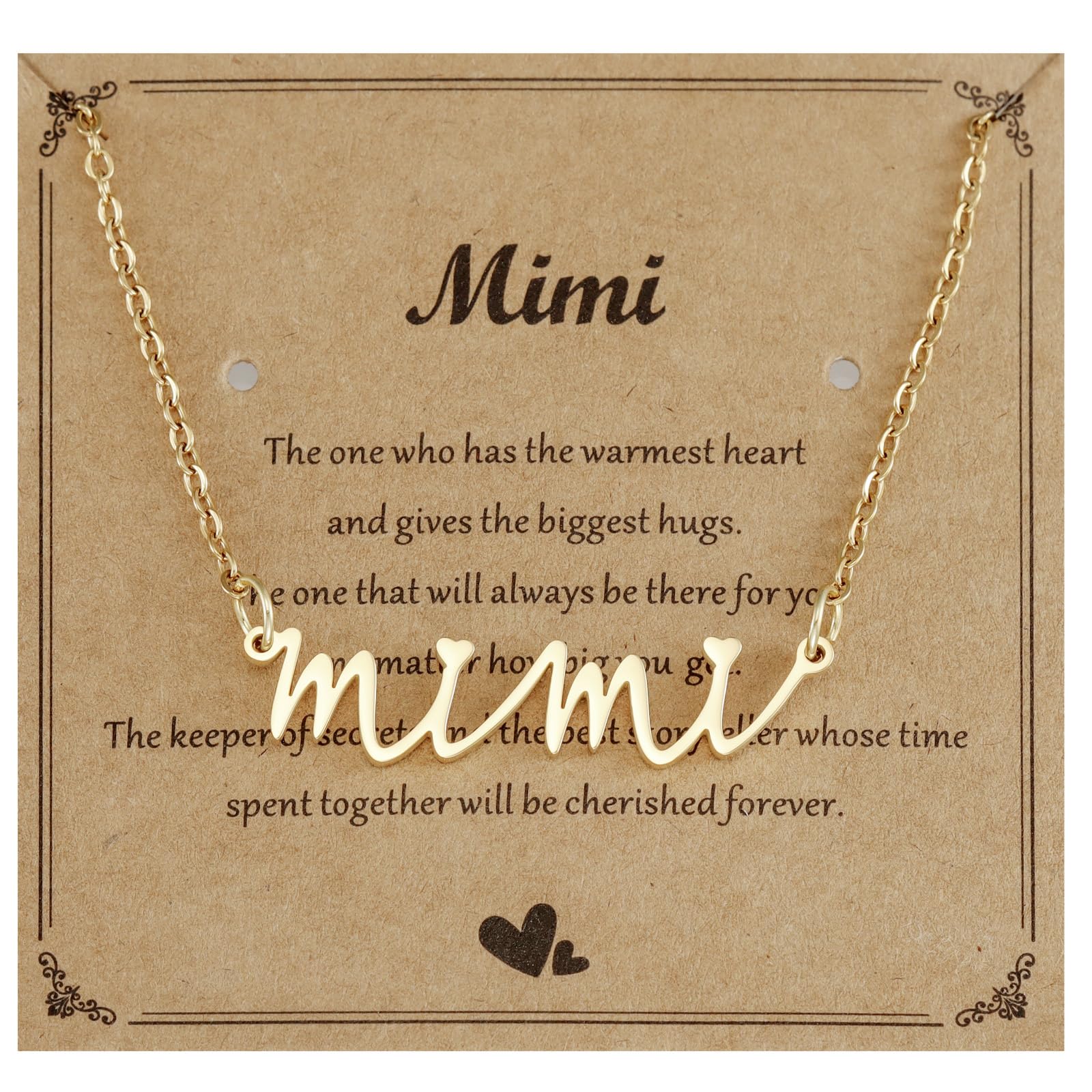 Kivosliviz Mimi Gifts for Grandma Jewelry from Grandson Women Mothers Day Ideas Gold Necklace for Mimi