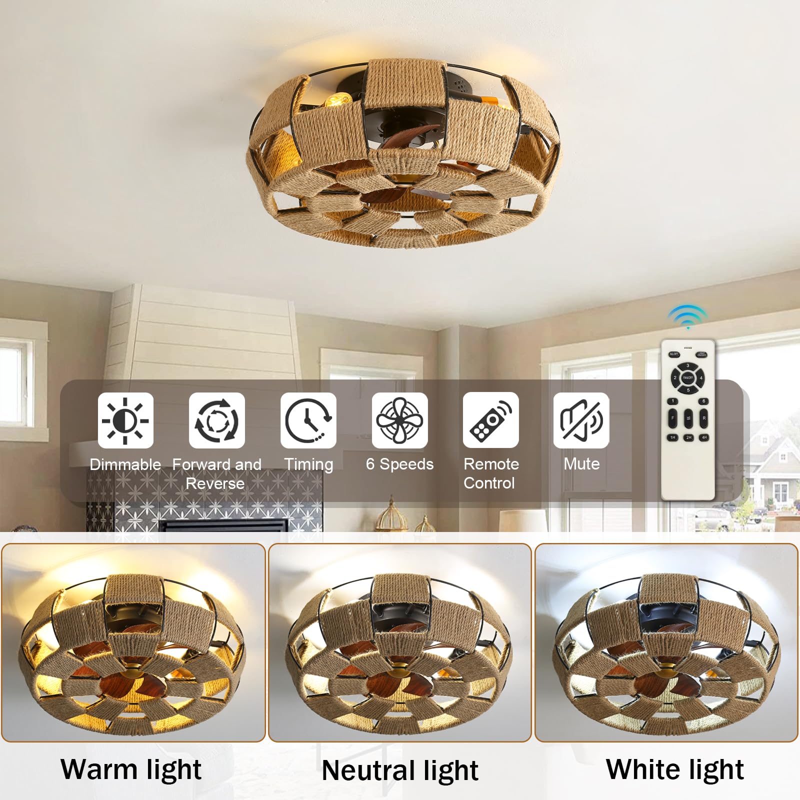YFouCnd I 50 CM Ventola Da Soffitto Retrò Gabbia Con Luce, 6 Velocità Reversibile E Telecomando, Nero Oro Lampadario Con Ventilatore Da Soffitto E27*5-Lampadina Per Camera Da Letto Cucina,A