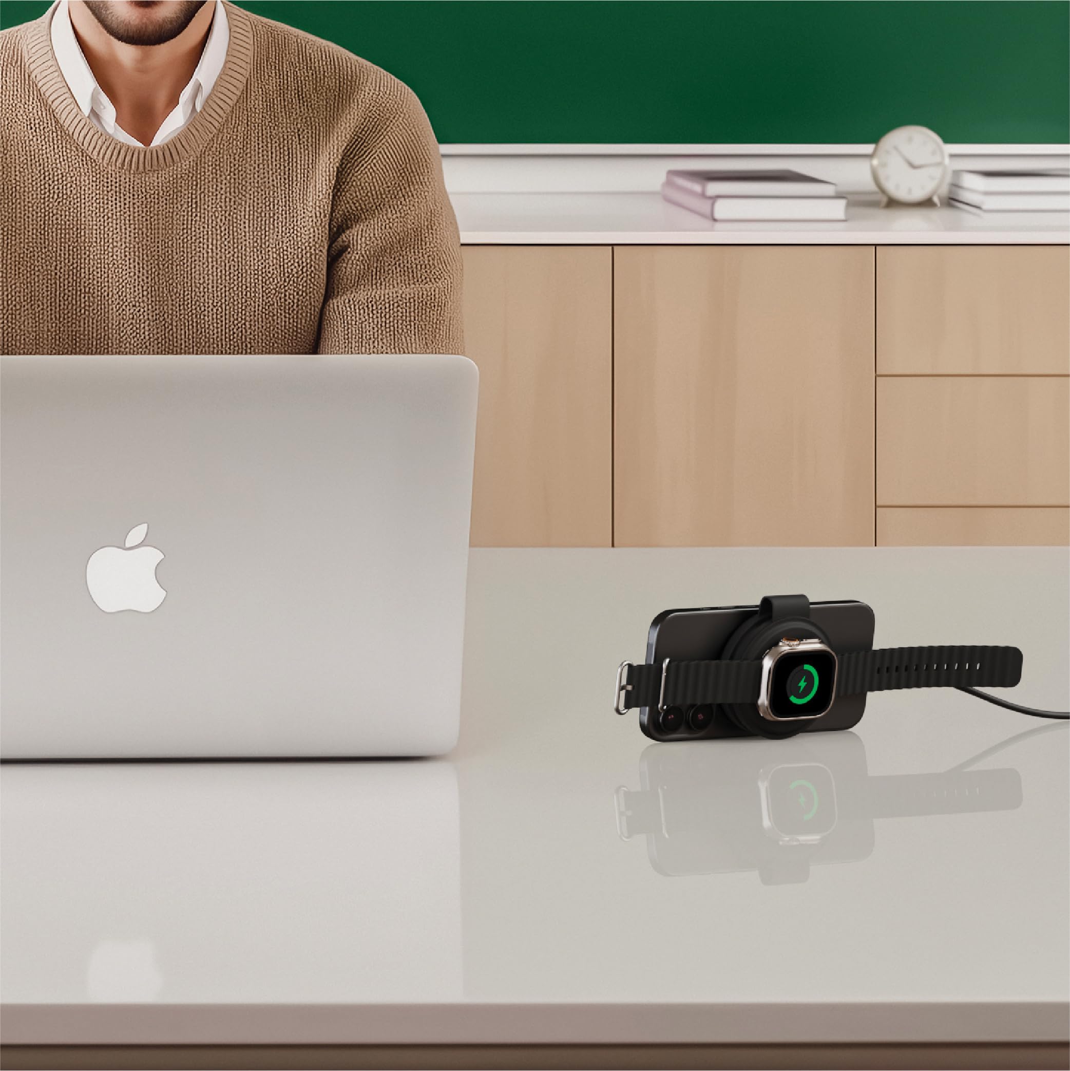 SATECHI OntheGo™ faltbares 2-in-1 Qi2 Ladegerät, 15 W, Schwarz | Kabelloses Reiseladegerät für iPhone 12–17 & Apple Watch, 15 W/5 W, 𝗼𝗵𝗻𝗲 𝗡𝗲𝘁𝘇𝘁𝗲𝗶𝗹 – 𝗺𝗶𝗻. 𝟯𝟬 𝗪