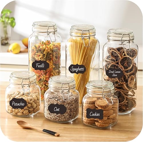 Miniatura 5 de VITEVER Más alto Tarros de vidrio con tapa hermética, tarros grandes de vidrio de almacenamiento de alimentos de 92 onzas, paquete de 3 tarros de