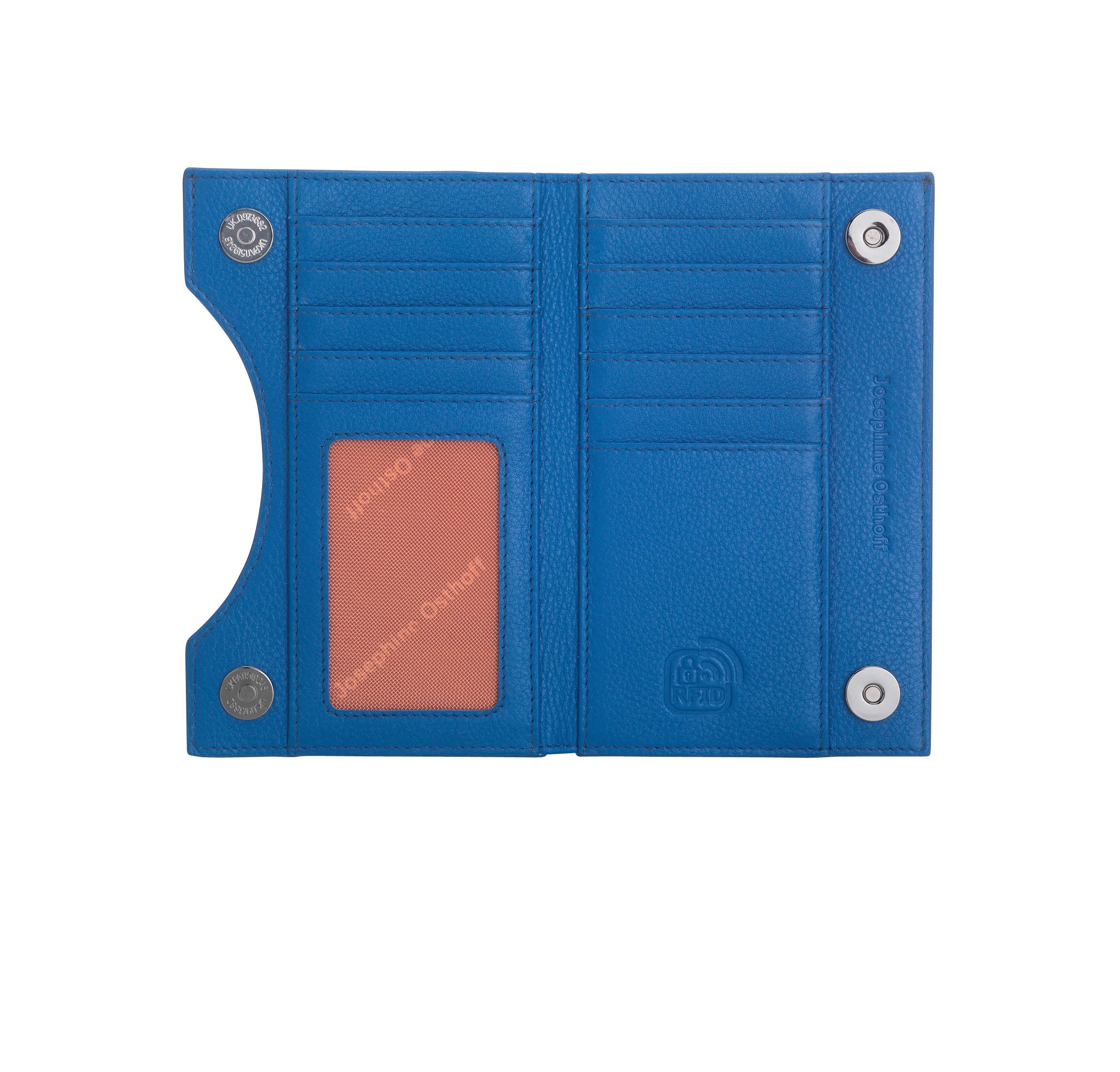 Hamburg płaski portfel z prawdziwej skóry z ochroną RFID, Royal, 15 x 10 x 1 cm, Portmonetka na monety