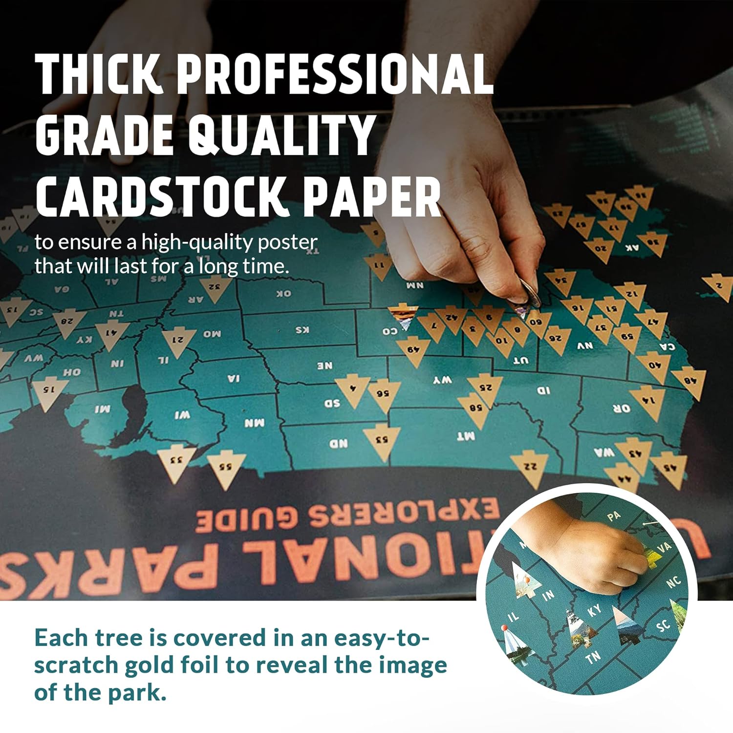 🔥 Epic Adventure Maps USA National Park Scratch Off Map (24” x 17”) - Interactive Travel Scratch-Off Poster Reveals Images of All US National Parks - Great Gift for Travelers (Beige + Frame)…